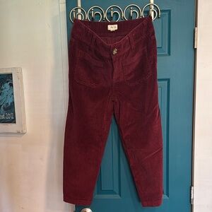 Per Se wide leg burgundy corduroy pants - 8